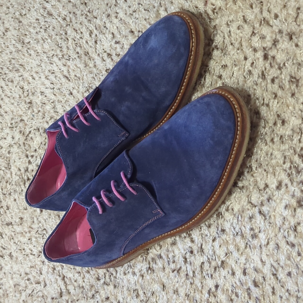 Navy blue suede derby